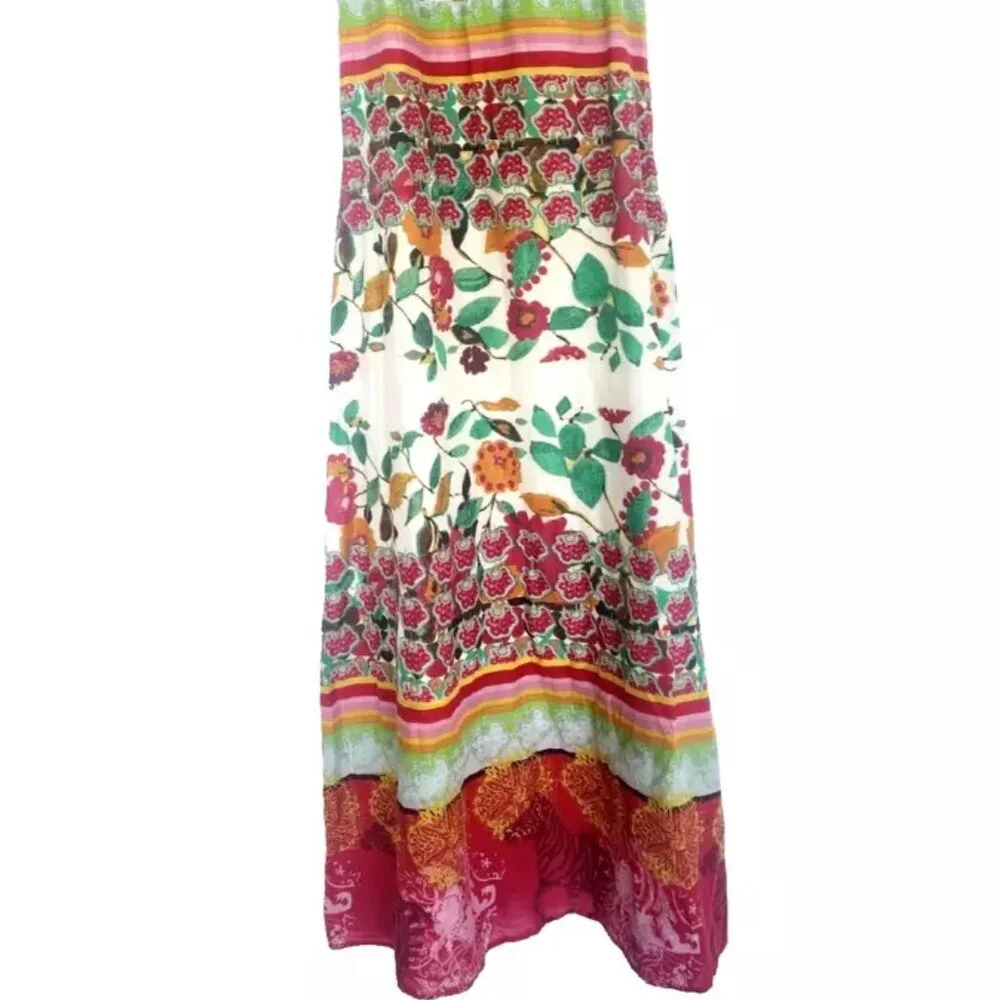 Rare DESIGUAL Swing Farm Rio Flowers Maxi Long Dress V-neck Floral Zebra Print M - Picture 4 of 16
